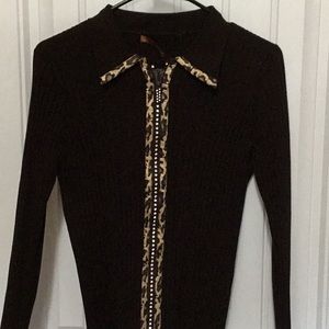 Belldini Sweater with leopard trim